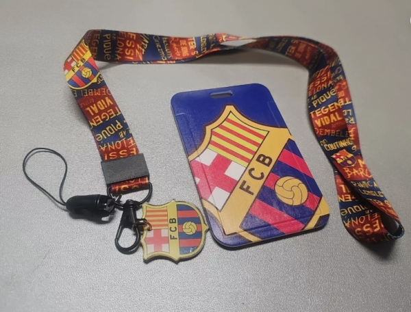 FC Barcelona Soccer Futbol Lanyard Keyring ID Card Holder
