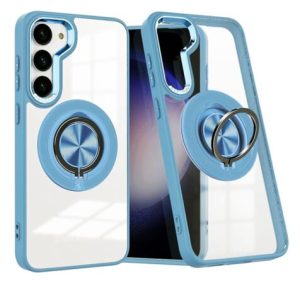 Galaxy S23 Transparent Wireless Charging Case w/ Ring Holder - BLUE