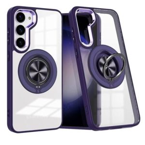 Galaxy S23 Transparent Wireless Charging Case w/ Ring Holder - PURPLE