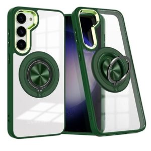 Galaxy S23 Transparent Wireless Charging Case w/ Ring Holder - GREEN