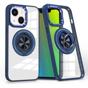 iPhone 13 / 14 Transparent Wireless Charging Case w/ Ring Holder - DARK BLUE