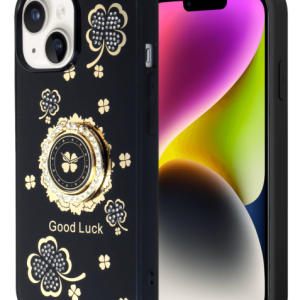 iPhone 15 Luxury Diamond Shiny Cases w/Ring - BLACK