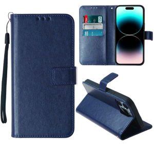 iPhone 14 Pro Max Leather Wallet Case with Card Slot - BLUE