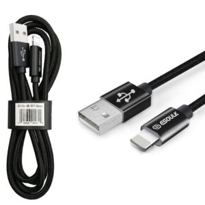 Esoulk USB A-L Braided Charging Cable (BLACK) (3ft)