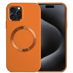 Soft Solid Silicone Case with Wireless Charging - ORANGE for iPhone 14 Pro