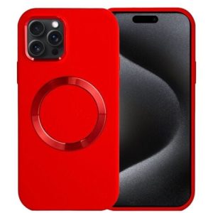 Soft Solid Silicone Case with Wireless Charging - RED for iPhone 14 Pro
