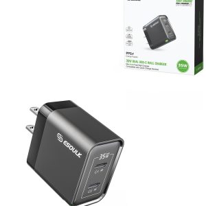 Esoulk EA18 Dual USB-C + USB-A Fast Wall Charger (WHITE) (40W)