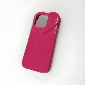 iPhone 14 Pro Glossy Hot Pink Heart-Shaped Camera Cutout Case