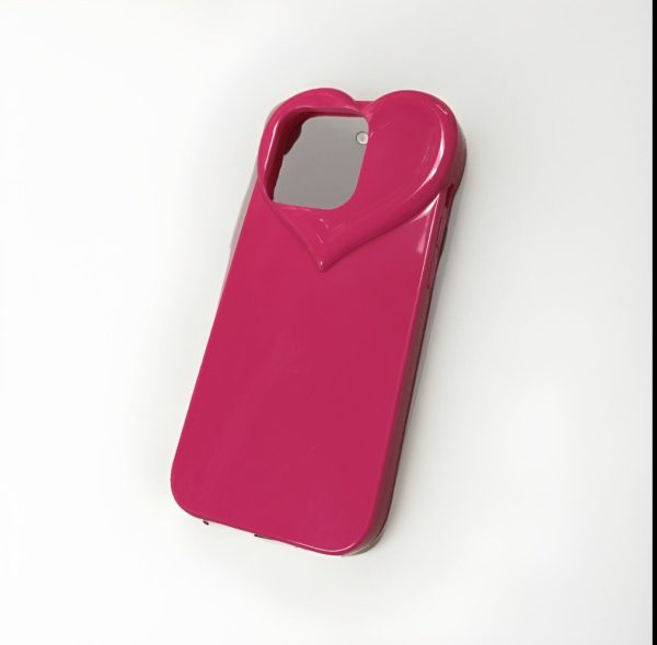 iPhone 14 Pro Glossy Hot Pink Heart-Shaped Camera Cutout Case