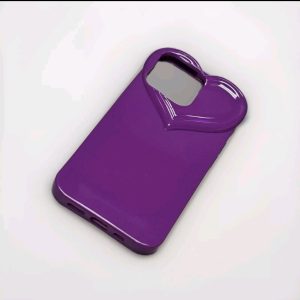 💜 Apple iPhone 13 Pro Case – Glossy Purple with Heart-Shaped Camera Frame 💜